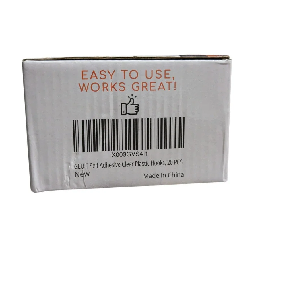 Gluit Adhesive Plastic Clear Hooks Transparent Utility Hook (20 Small Hooks)‎
